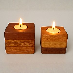 kit Porta vela Rechaud de madeira - 2 peças