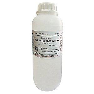 Solução Ácido Clorídrico 25% V/V Aquosa 1000mL Laboratório