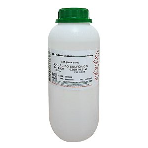 Solução Ácido Sulfúrico 0,02N / 0,01M Aquosa 1000mL para Ensaios e Análises Laboratoriais