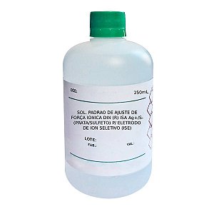 Solução Padrão De Ajuste De Força Iônica Din (R) ISA Ag+/S- (Prata/Sulfeto) P/ Eletrodo De Ion Seletivo (ISE) 250ml