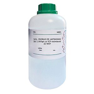 Solução Padrão de Antimônio Sb 1.000 g/L para ICP Rastreável ao NIST 1000mL