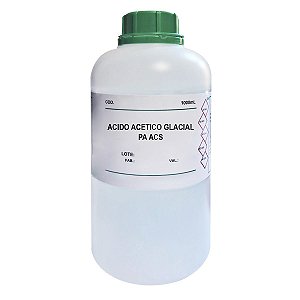 Ácido Acético Glacial PA ACS grau analítico frasco de 1000 mL alta pureza