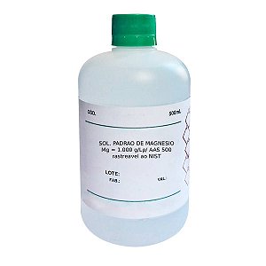 Solução Padrão de Magnésio Mg 1.000 g/L p/ AAS rastreável ao NIST 500mL