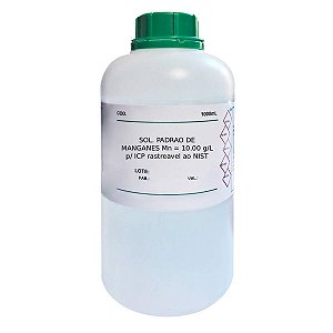 Solução Padrão de Manganês Mn 10.00 g/L p/ ICP rastreável ao NIST 1000mL