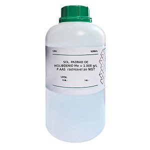 Solução Padrão de Molibdênio Mo 1.000 g/L p/ AAS rastreável ao NIST 1000mL