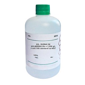 Solução Padrão de Molibdênio Mo 1.000 g/L p/ AAS rastreável ao NIST 500mL