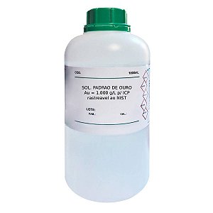 Solução Padrão de Ouro Au = 1.000 g/L p/ ICP rastreável ao NIST 1000mL
