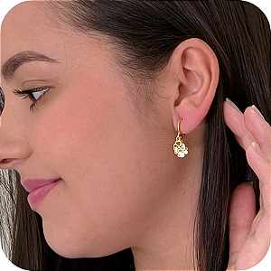 Brinco Argolinha de Click com 2 Pingentes de Trevo - Banhado a Ouro 18k