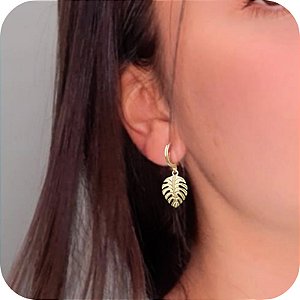 Brinco de Argola P com Pingente Costela de Adão - Banhado a Ouro 18k