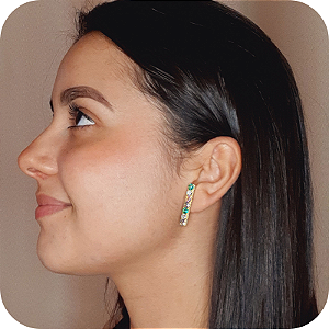 Brinco Multicolor G de Zircônias - Banhado a Ouro 18k