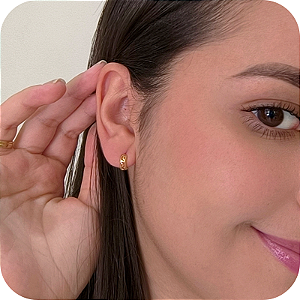 Brinco Mini Argolinha de Click Vazada - Banhado a Ouro 18k