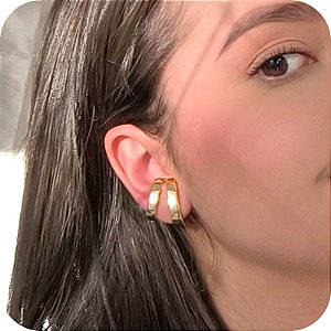 Brinco Ear Hook com 2 Filetes - Banhado a Ouro 18k