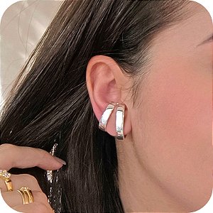 Brinco Ear Hook com 2 Filetes - Prata 925