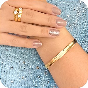 Bracelete com Textura - Banhado a Ouro 18k