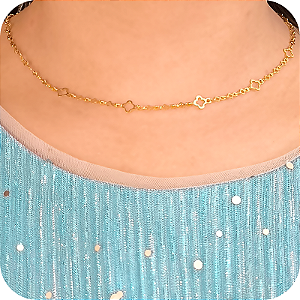 Choker com Elo de Trevos - Banhada a Ouro 18k