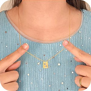Colar Escapulário 60cm com 2 Corações Vazados - Banhado a Ouro 18k