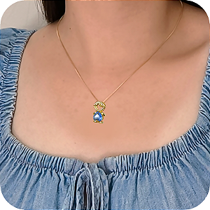 Pingente Filho Menino com Pedra de Zircônia Azul - Banhado a Ouro 18k