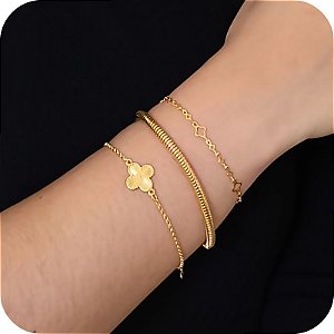 Pulseira com 1 Trevo Dourado - Banhada a Ouro 18k
