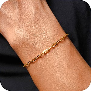Pulseira Masculina Elo Quadrado - Banhada a Ouro 18k