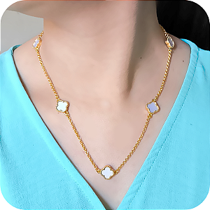 Colar de Trevos em Madrepérola 5 Propósitos - Banhado a Ouro 18k