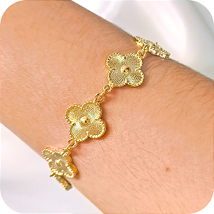 Pulseira com Trevos Dourados 8 Propósitos - Banhada a Ouro 18k