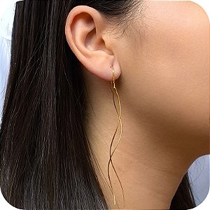 Brinco Passa Fio Enrolado - Banhado a Ouro 18k