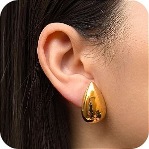 Brinco de Gota Oca G - Banhado a Ouro 18k