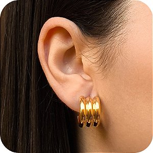 Brinco Argola P Tripla - Banhado a Ouro 18k