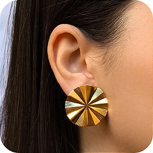 Brinco Redondo Orgânico Raios Solares - Banhado a Ouro 18k