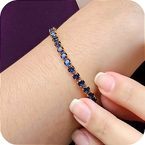 Pulseira Riviera Azul Oceano - Banhada a Ouro 18k