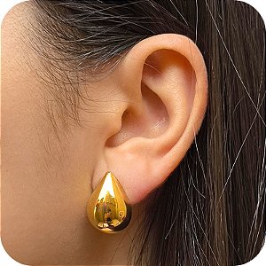 Brinco de Gota Oca P - Banhado a Ouro 18k