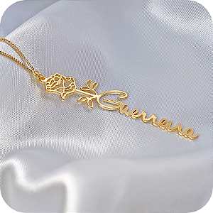 Colar Flor Rosa "Guerreira" - Banhado a Ouro 18k