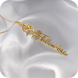Colar Flor Rosa "Talentosa" - Banhado a Ouro 18k