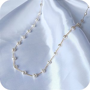Colar de Pérolas Redondas Barrocas 60cm - Banhado a Ouro 18k