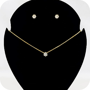 Conjunto colar + Brinco de Ponto de Luz