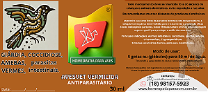 AVESVET VERMICIDA - Antiparasitário. Solução Homeopática para Parasitas Internos em Aves ex: vermes, coccidiose, giárdia, amebas, peito seco e diarréia.
