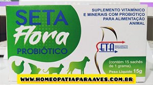 SETA FLORA PROBIÓTICO, Suplemento Vitamínico e minerais com Probióticos para alimentação animal.