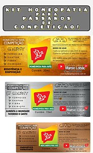 KIT HOMEOPATIA PARA PÁSSAROS DE COMPETIÇÃO TORNEIOS DE CANTOS, FIBRA E EXIBIÇÃO.