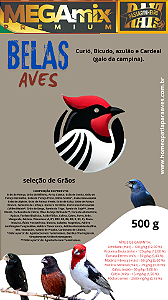 MeGaMiX Premium, Bela aves Sementes e Rações Extrusadas para Curió, Azulão, Bicudo, Galo de Campina e outros pássaros granívoros. 500g