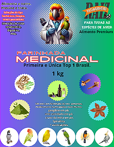 Farinhada medicinal para todas as espécies de aves e pássaros. Alimenta, previne e trata problemas respiratório, digestivo, pele e peito seco.. 1kg