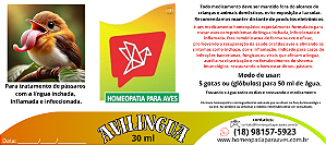 AVILINGUA um medicamento homeopático especialmente formulado para tratar aves com problemas de língua inchada, infeccionada e inflamada.