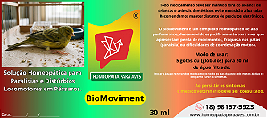BioMoviment, Solução Homeopática para Paralisias e Distúrbios Locomotores em Pássaros. 30 ml