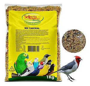 Mistura de Sementes e Ração Extrusada, Mix Cardeal e galo da campina Sellecta de 1 kg para Aves