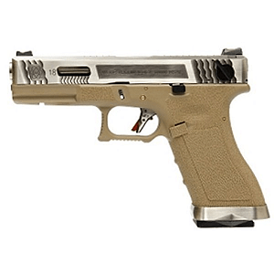WE GBB G18C T08 BLOWBACK AIRSOFT PISTOL SILVER & TAN