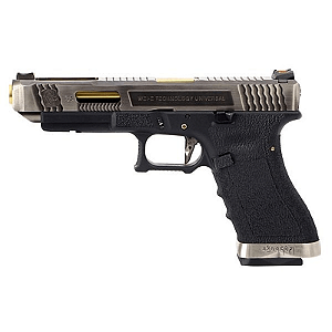 WE GBB G34 T03 BLOWBACK AIRSOFT PISTOL SILVER & GOLD