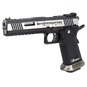 WE GBB HI-CAPA 6" IREX COMPETITION FULL-AUTO WITH MARKINGS BLOWBACK AIRSOFT PISTOL DUAL TONE / SILVER