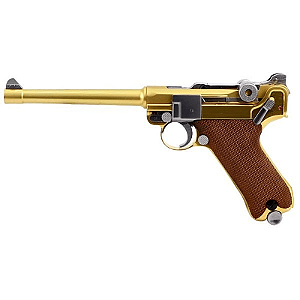WE GBB LUGER P08 GBB 6" BLOWBACK AIRSOFT PISTOL GOLD