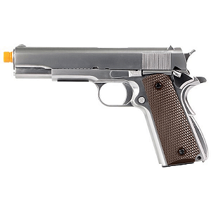 WE GBB 1911 MATTE BLOWBACK AIRSOFT PISTOL CHROME CHECKER GRIP