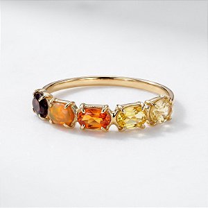 Anel Meia Aliança Natural em Ouro 18k