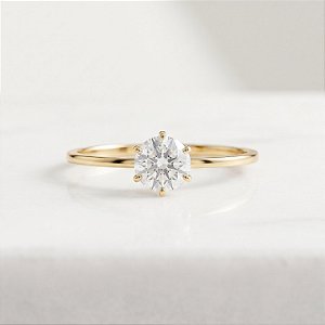 Anel Solitário Cálice Ouro 18k com Moissanite